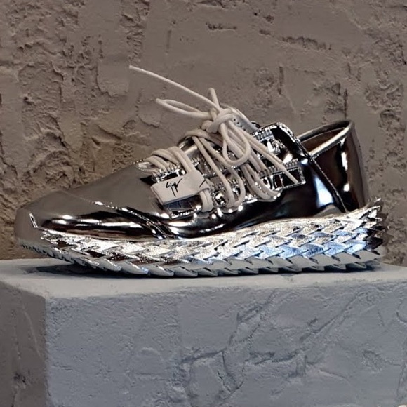 giuseppe zanotti BNIB metallic silver lowtops - Picture 4 of 16